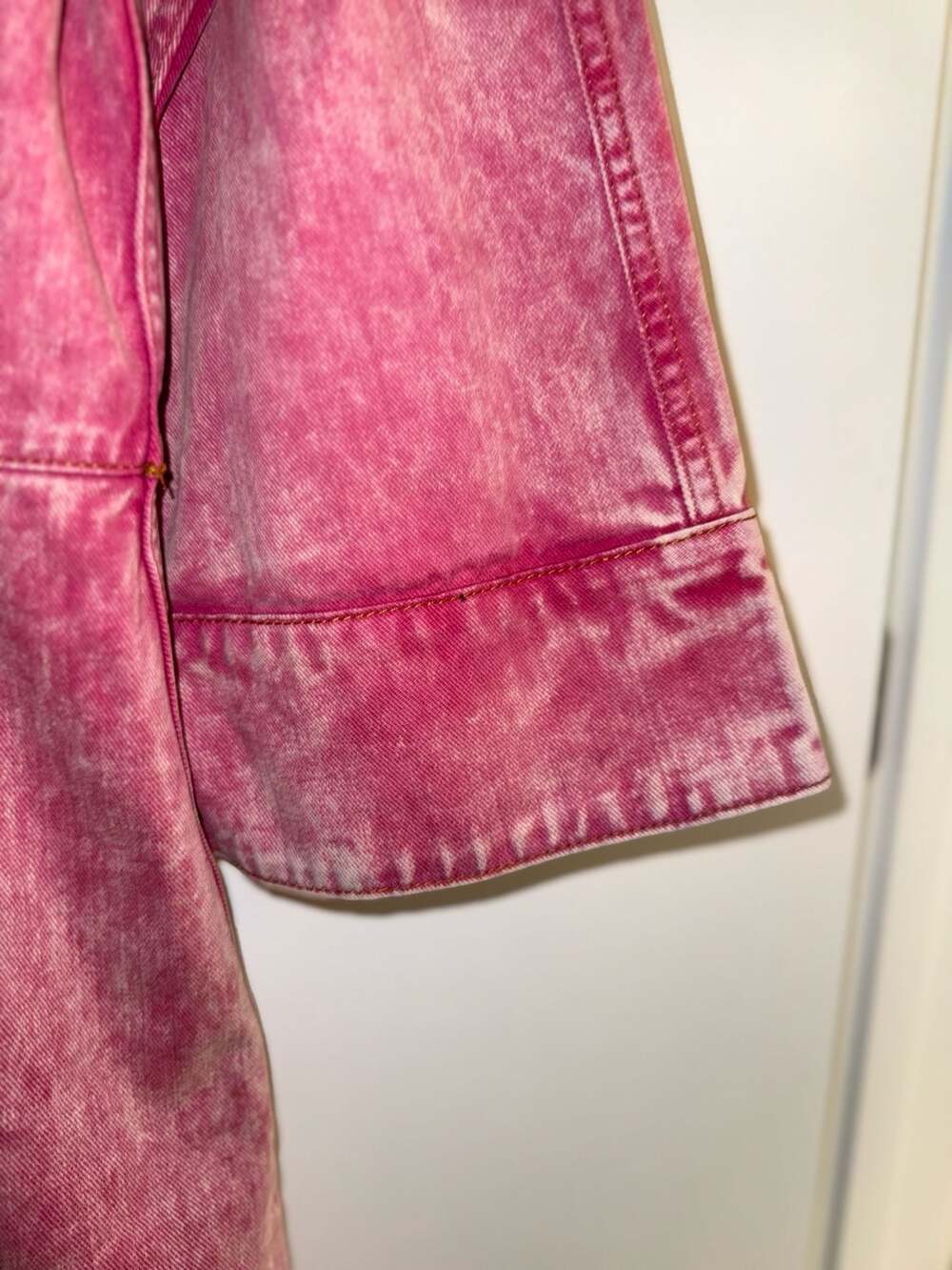 Ganni Pink Acid Wash Denim Button-Down Mini Dress Size 34 - Picture 3 of 9